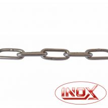 Chaine à maillons longs en inox - au mètre acton - ø mm: 3 - Dim int. maille mm: 15.2 x 4.5