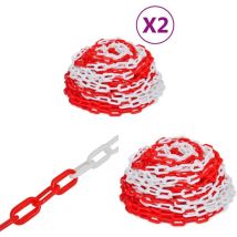 Chaînes d'avertissement 2 pcs Rouge et blanc Plastique 30 m - chaîne d'avertissement - chaînes d'avertissement - Home & Living