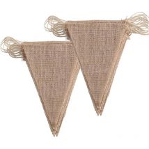 Chaînes de fanions en lin 3M, fanions rustiques 26 pcs, fanions de Hesse pour la décoration de mariage