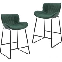 CHAIRUS Bar Stools 2Pcs in PU Leather Modern Counter Chairs with Black Metal Legs for Kitchen Home Bar Restaurant, Green