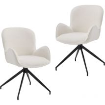 CHAIRUS Dining Chairs 2Pcs in Chenille Modern Swivel Chairs with Chic Stylish Backrest for Living Room Kitchen Restautant, White