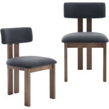 Wahson Office Chairs - Dining Chairs Set of 2 in Linen Retro Kitchen Chairs with Wood Frame for Living Room Restaurant, Black, Chairus