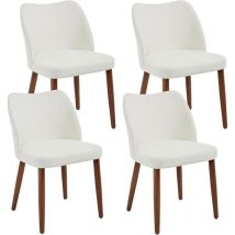 CHAIRUS Dining Charis 4Pcs in Linen Retro Rustic Kitchen Chirs with Wood Legs for Living Room Restaurant, White