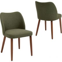 CHAIRUS Dining Charis 2Pcs in Linen Retro Rustic Kitchen Chirs with Wood Legs for Living Room Restaurant, Green