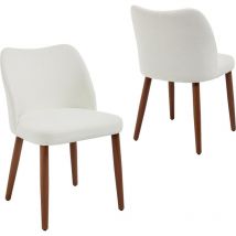 CHAIRUS Dining Charis 2Pcs in Linen Retro Rustic Kitchen Chirs with Wood Legs for Living Room Restaurant, White