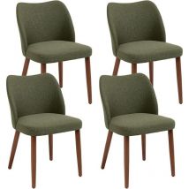 CHAIRUS Dining Charis 4Pcs in Linen Retro Rustic Kitchen Chirs with Wood Legs for Living Room Restaurant, Green
