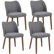 CHAIRUS Dining Charis 4Pcs in Linen Retro Rustic Kitchen Chirs with Wood Legs for Living Room Restaurant, Gray
