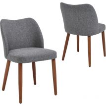 CHAIRUS Dining Charis 2Pcs in Linen Retro Rustic Kitchen Chirs with Wood Legs for Living Room Restaurant, Gray