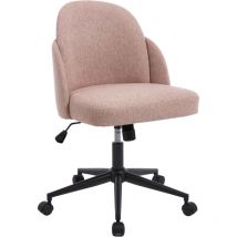 Chairus Office Chair in Linen Fabric Modern Swivel Desk Charir Height Adjustable for Bedroom Home Office Workplace, Pink