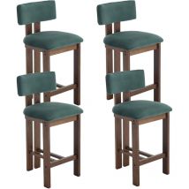 Juego de 4 Taburetes de Bar Acolchados de Terciopelo Retro Rústico Contador Sillas con Marco de Madera para el Hogar Bar Cocina, Verde, Chairus