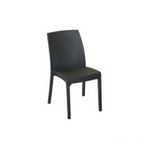 I Giardini Del Re - Chaise Virginia en re'sine polirattan antichoc effet anthracite 47x59x86 cm pour jardin exte'rieur