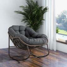 Lafomukea - Chaise à bascule , chaise à bascule surdimensionnée en osier, chaise à bascule confortable pour l'intérieur et avec coussin épais, chaise