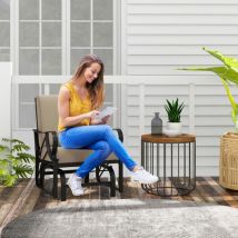 Chaise à Bascule de Jardin avec Accoudoirs Coussin Charge 180KG Fauteuil à Bascule d'Extérieur avec Coussinets Antidérapants Marron Maison Chic