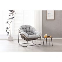 Okwish - Chaise à bascule d'extérieur, chaise à bascule surdimensionnée en osier, chaise à bascule confortable pour l'intérieur et l'extérieur avec