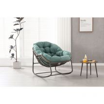 Chaise à bascule d'extérieur, chaise à bascule surdimensionnée en osier, chaise à bascule confortable pour l'intérieur et l'extérieur avec coussin