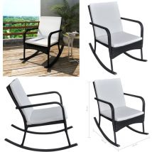 Chaise à bascule d'extérieur Noir Résine tressée - Chaise à Bascule - Fauteuil Extérieur - Mobilier De Jardin - Chaise De Jardin - Décoration