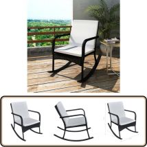 Chaise à bascule d'extérieur Noir Résine tressée - Chaise à Bascule - Fauteuil Extérieur - Mobilier De Jardin - Chaise De Jardin - Décoration