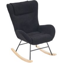 Liberté - Fauteuil à bascule de salon, équipée d'une assise ergonomique, en tissu confortable Teddy gris
