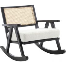 Chaise à Bascule en Bois Chaise à Bascule Adulte Chaise Bascule Allaitement avec Coussin Épais Fauteuil Salon pour Chambre, Boucle, Noir