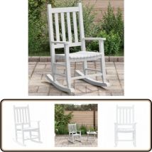 Chaise à bascule enfants blanc bois de peuplier massif - Chaise à Bascule Enfant - Fauteuil Balançoire Enfant - Mobilier Enfant Extérieur - Chaise