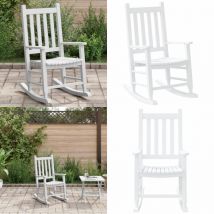 Chaise à bascule enfants blanc bois de peuplier massif - Chaise à Bascule Enfant - Fauteuil Balançoire Enfant - Mobilier Enfant Extérieur - Chaise