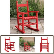 Chaise à bascule enfants rouge bois de peuplier massif - Chaise à Bascule Enfant - Fauteuil Balançoire Enfant - Jouet Extérieur - Mobilier Enfant