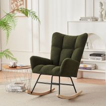 Okwish - Chaise à bascule moderne avec dossier haut et accoudoirs, chaises confortables et uniques adaptées aux salons, chambres et cours (vert)
