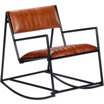 Vidaxl - Chaise à bascule Marron Cuir véritable