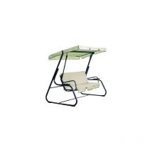 Chaise a' bascule Rodi 3 places avec structure en me'tal et revetement en polyester et coussins cm120x200x164h