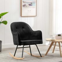 Design In - Chaise à bascule,Chaise de relaxation Noir Velours CFW62349