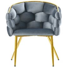 Arturesthome - Chaise à bulles en velours gris, pieds plaqués or, ensemble de salle à manger