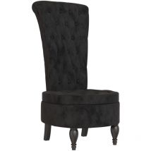 Décoshop26 - Chaise à dossier haut en velours noir dossier capitonné DEC026249