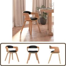 Chaise à manger Noir Bois courbé et similicuir - Chaises De Salle à Manger - Chaise Moderne - Chaise Design - Chaise Noire - Chaise Avec Accoudoirs