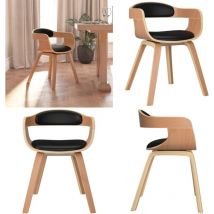 Vidaxl - Chaise à manger Noir Bois courbé et similicuir - Chaises De Salle à Manger - Chaise Moderne - Chaise Design - Chaise Noire - Chaise Avec