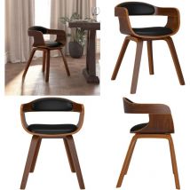 Chaise à manger Noir Bois courbé et similicuir - Chaises De Salle À Manger - Chaise Moderne - Chaise Design - Chaise Noire - Chaise Cuir Synthétique