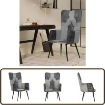 Chaise à oreilles Gris Cuir véritable - Fauteuil Confortable - Chaise Relaxante - Chaise Design - Chaise En Cuir - Fauteuils Modernes
