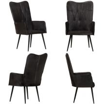 Chaise à oreilles Noir Cuir véritable - Fauteuil En Cuir - Chaise Confortable - Chaise Relaxante - Chaise Design - Fauteuils Noirs - Home & Living