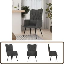 Chaise à oreilles Noir Toile - Fauteuil Confortable - Chaise Relaxante - Chaise Design - Chaise Moderne - Chaise Noire