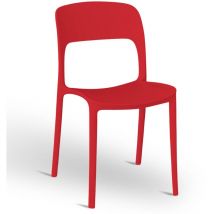 Okaffarefatto - Chaise Alice en plastique empilable couleur rouge modèle confort