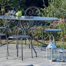 Ensemble de 4 chaises au style oriental Gris anthracite 41.5xDiam.40.5xh 89 cm