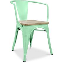 Chaise de salle à manger avec accoudoirs - Bois et acier - Stylix Menthe