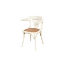 Chaise avec accoudoirs 76x44x42 cm Chaises de cuisine en bois Chaises de salle à manger en rotin blanc antique Fauteuil de salon