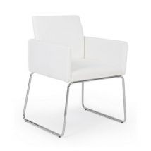 Iperbriko - Chaise avec accoudoirs en similicuir Blanc sixty 60x54x h80,5 cm