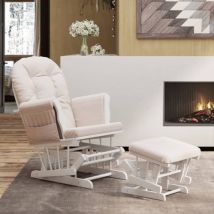 Bonnevie - Chaise à bascule avec repose-pied Fauteuil berçant - Chaise de salon Rose clair Tissu BV308399 Rose