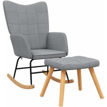 Chaise À Bascule Fauteuil Berçant - Chaise De Salon Avec Tabouret Gris Clair Tissu Bonnevie-86788
