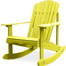 Privatefloor - Chaise d'extérieur avec accoudoirs - Chaise de jardin - Adirondack - Rocking Chair en bois - Adirondack Jaune pâle