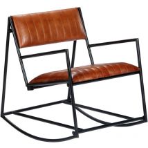 Chaise à bascule Fauteuil à bascule Fauteuil de Relaxation Marron Cuir véritable 15729