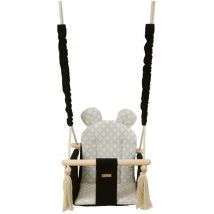 Viking Choice - Chaise à bascule pour bébé - balançoire pour bébé - avec oreilles - max 20 kg - diamants noirs et crème