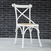 Chaise en acajou massif et rotin