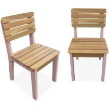 Sweeek - Lot de 2 chaises en bois d'acacia pour enfant. salon de jardin enfant rose. intérieur / extérieur